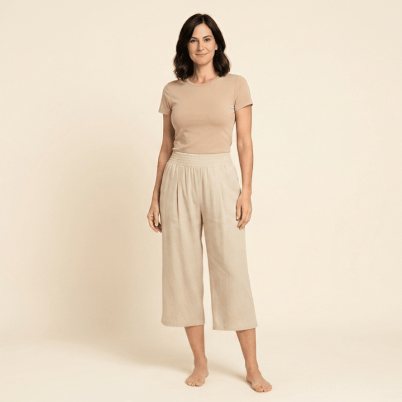 Abril - Pantalones capri ligeros con cintura elástica