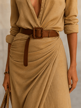 La Rochelle Dress | Belted Maxi with Relaxed Drape