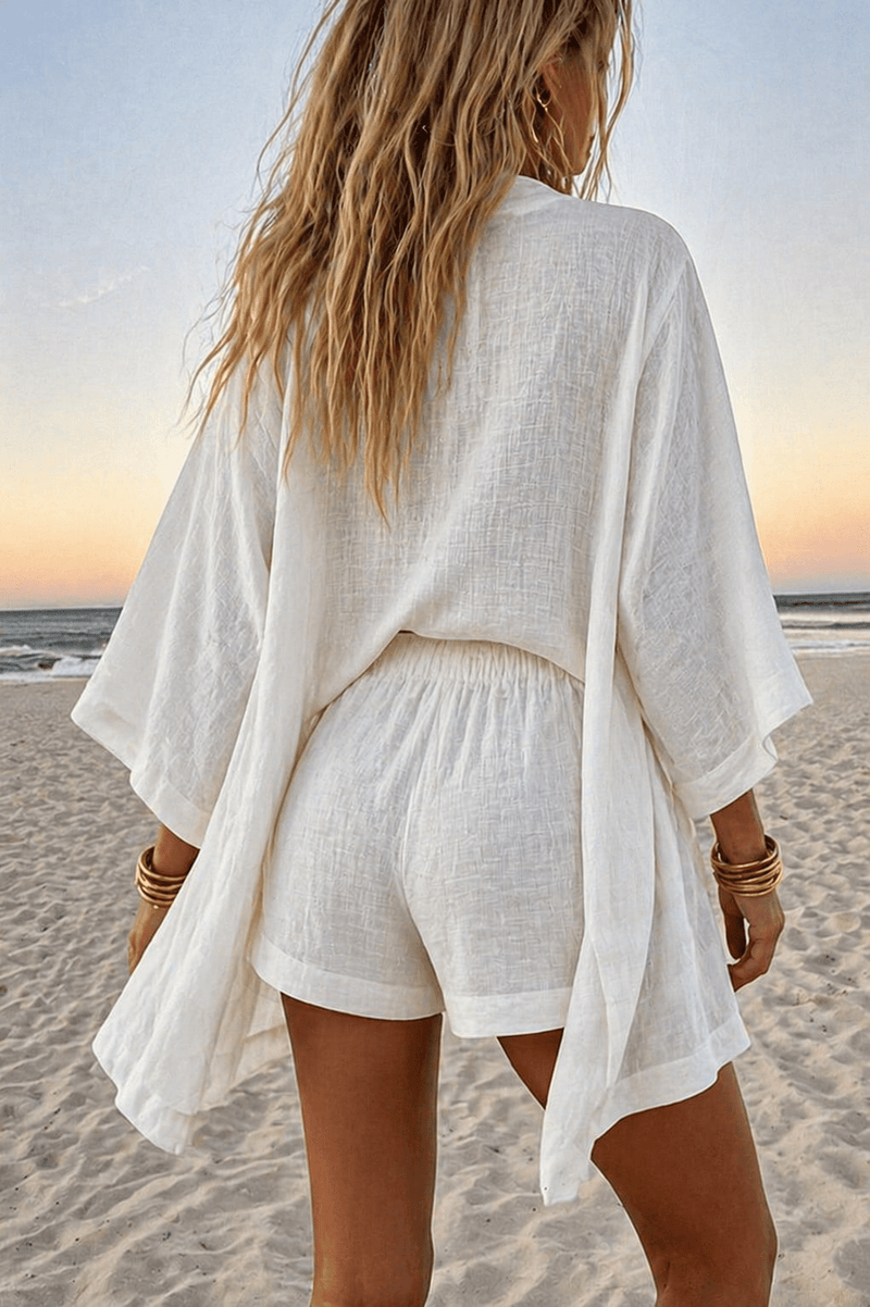 Nice Set | Sleeveless Top, Shorts & Flowing Kimono