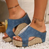 Vanesa - Sandalias de cuña con tachuelas