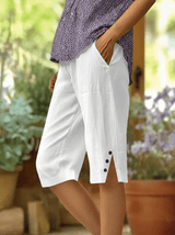 Lorena - Pantalón capri liso con bolsillos laterales