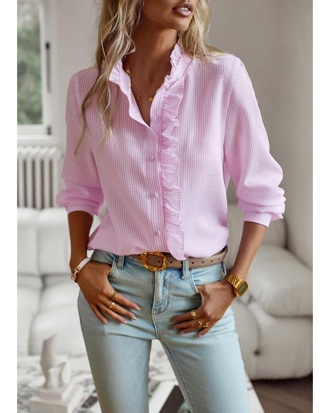 Diana - Elegante blusa de manga larga con volantes - Camila Fashions