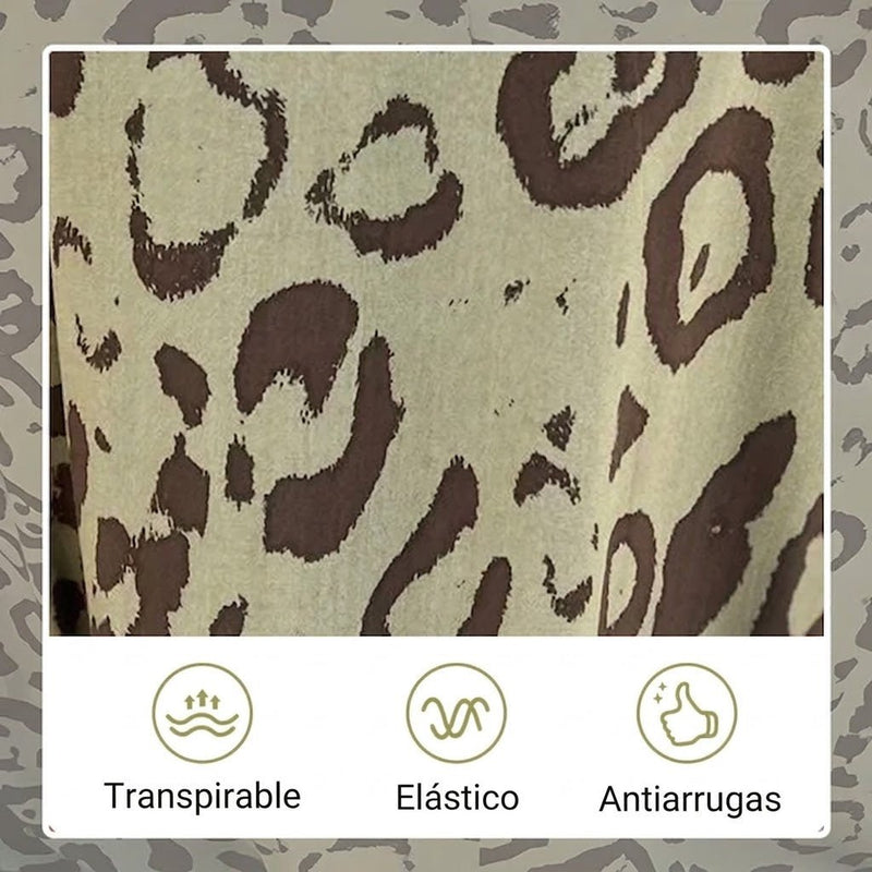 Amanda - Vestido Safari Chic con estampado de leopardo