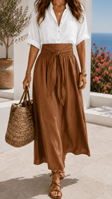 Palermo Set | Flowing Shirt & Tie-Waist Maxi Skirt