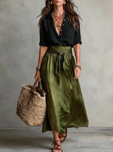 Sofía | Conjunto bohemio elegante de falda y blusa fluida