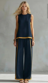 Ursula | Smart-Casual Waistcoat and Trouser Set with Two-Tone Trim