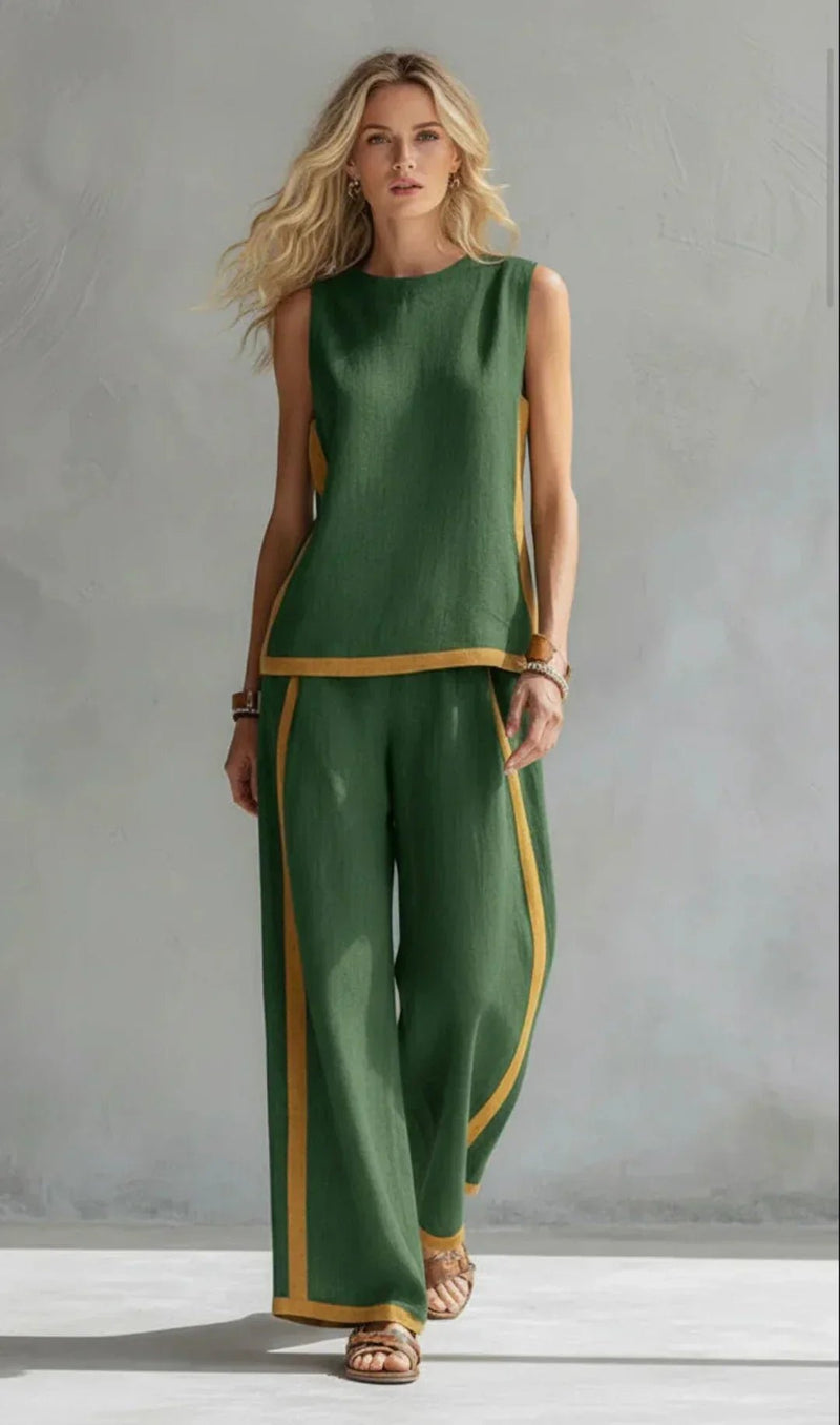 Ursula | Smart-Casual Waistcoat and Trouser Set with Two-Tone Trim