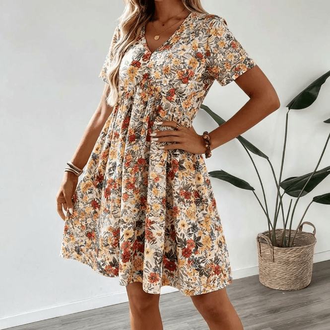 Bea | Vestido de verano floral con escote en V