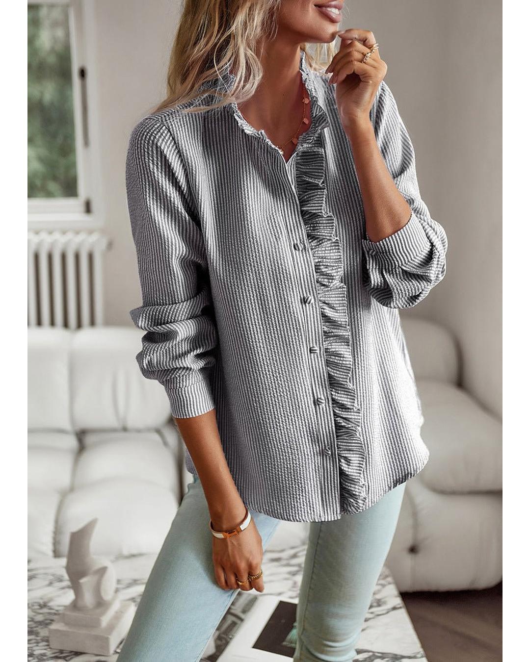 Diana - Elegante blusa de manga larga con volantes - Camila Fashions