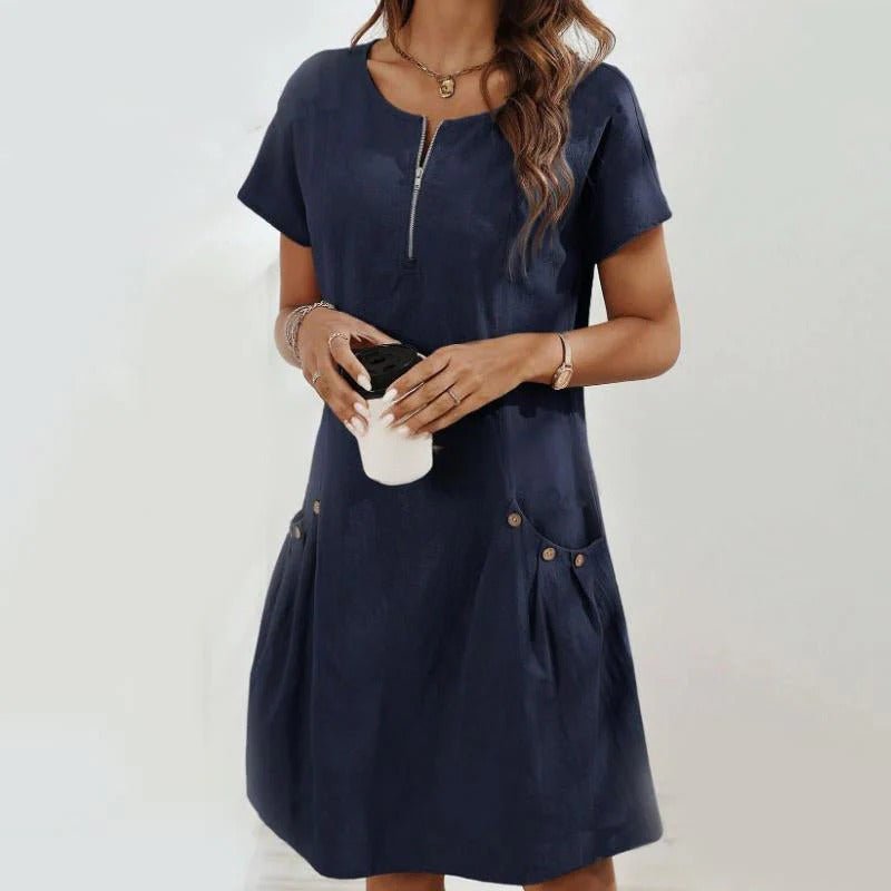 Mireia - Vestido con cremallera y bolsillos con botones