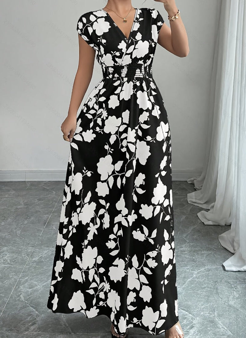 Clara - Vestido floral largo con escote en V