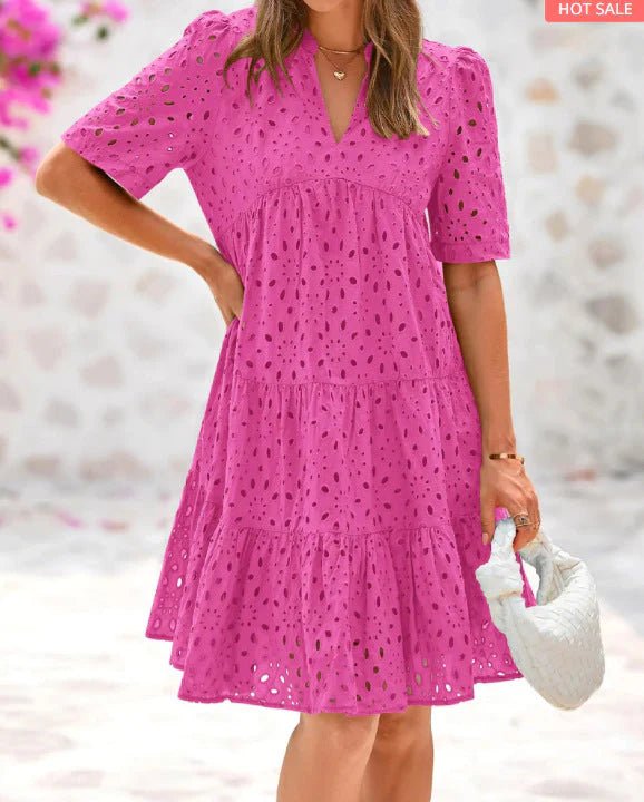 RICA - Vestido veraniego elegante con volantes de encaje
