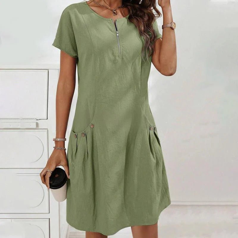 Mireia - Vestido con cremallera y bolsillos con botones