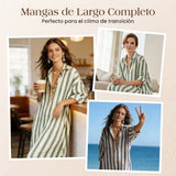 Carlota - Vestido camisero largo de rayas