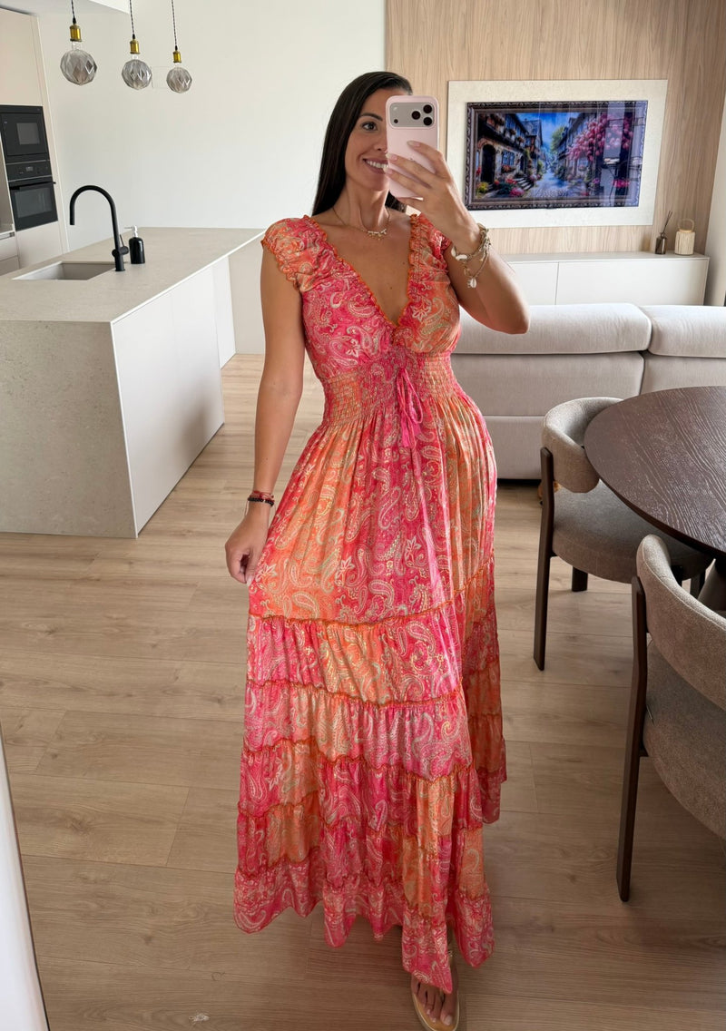 Amara Red Silk Maxi Dress