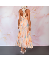 ESTHER | Watercolour-Style Halter Dress - Camila Fashions