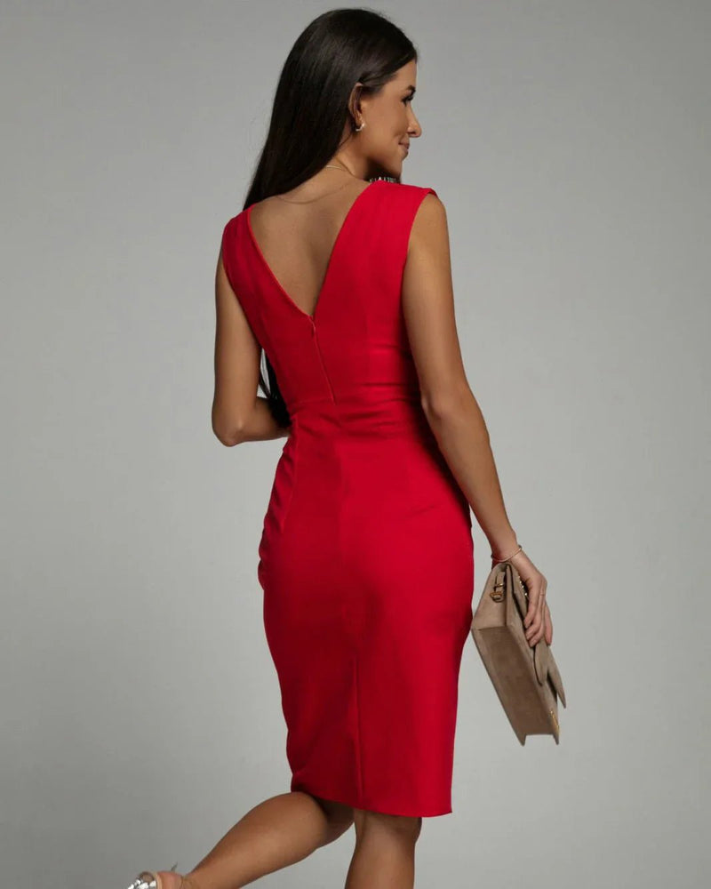 Leonor - Vestido drapeado elegante con abertura lateral
