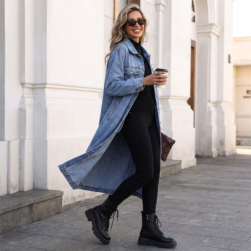 Candela - Chaqueta vaquera larga con botones