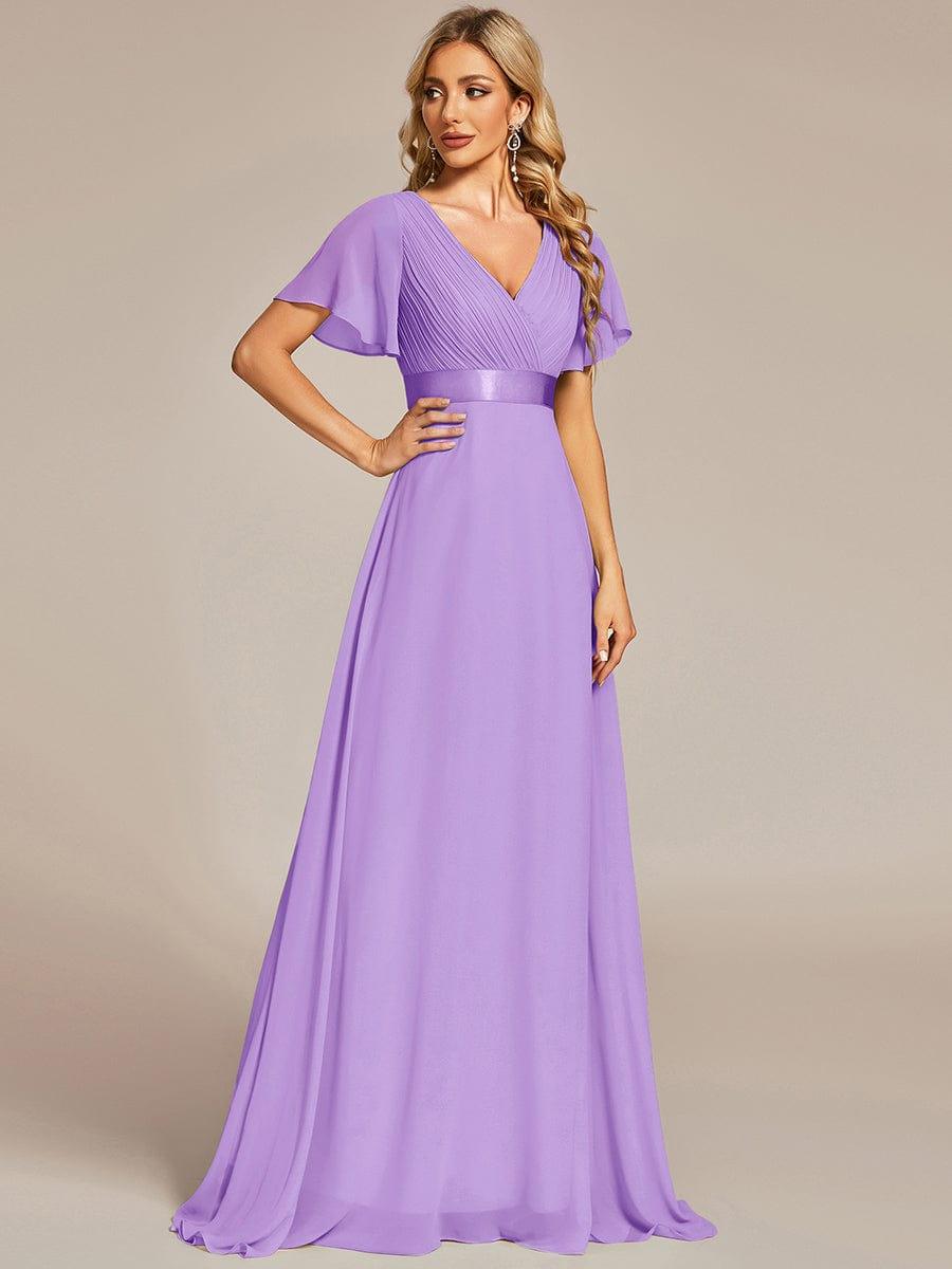 MONICA | Vestido largo de dama de honor con cintura imperio y mangas cortas fluidas
