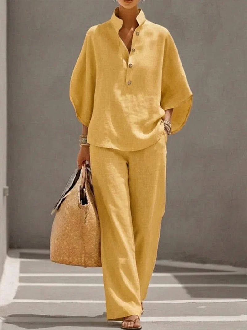 Mara | Conjunto fluido con manga murciélago y pantalón amplio