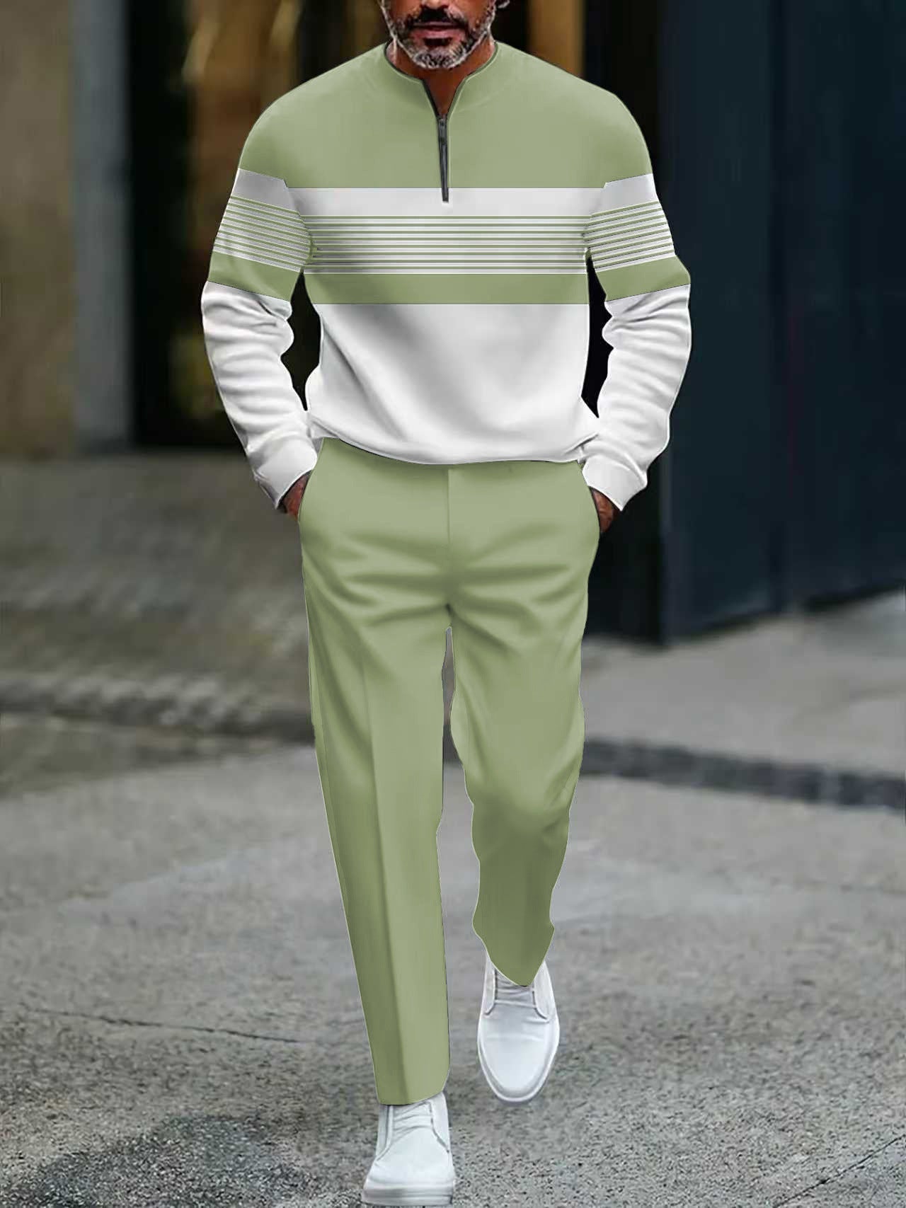 Lucas - Conjunto masculino casual de jersey estampado y pantalón de Valerina Milano