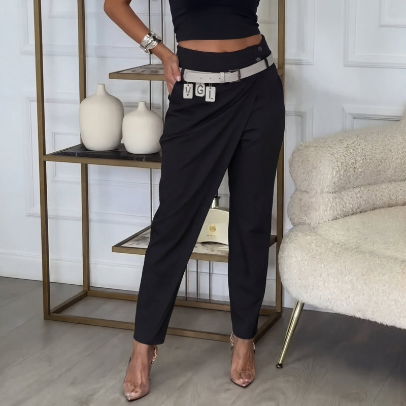 Calista™ Pantalón con diseño asimétrico y cinturón exclusivo