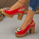 Eva - Sandalias peeptoe de tacón ancho con hebilla metálica