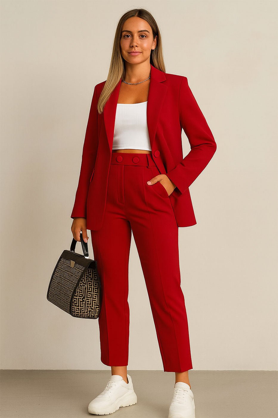 Traje curvy de mujer de 3 piezas con chaqueta, chaleco y pantalón en 6 colores