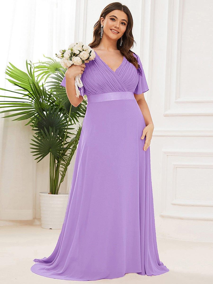 MONICA | Vestido largo de dama de honor con cintura imperio y mangas cortas fluidas