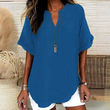 Celia - Blusa lisa de manga corta y corte holgado