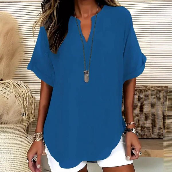Celia - Blusa lisa de manga corta y corte holgado