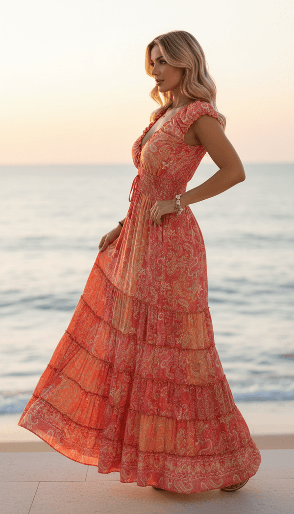 Amara Red Silk Maxi Dress