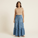 Elena - Falda vaquera con botones y estilo vintage