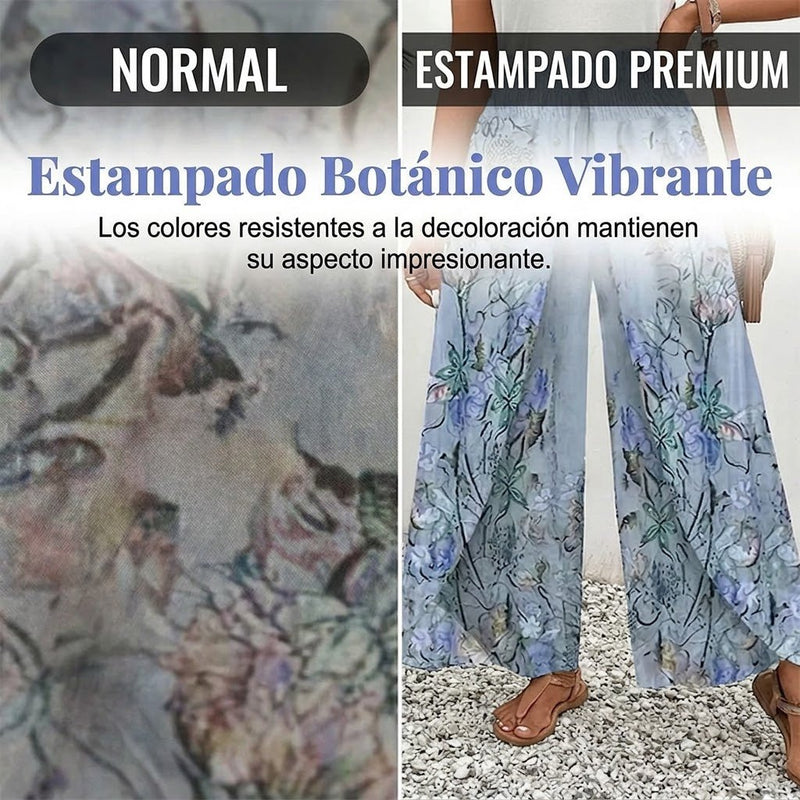 Samira - Pantalón fluido estampado con cordón ajustable