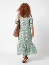 Ilara | Pattern V Neck Tassel Midi Dress