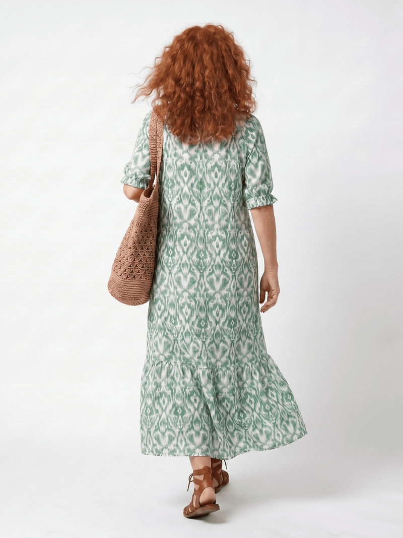 Ilara | Pattern V Neck Tassel Midi Dress