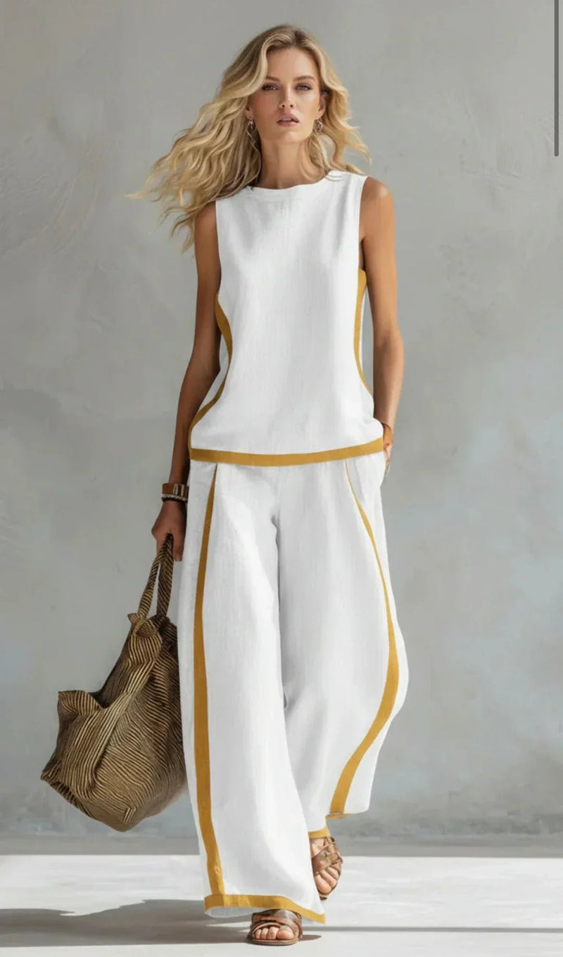 Ursula | Smart-Casual Waistcoat and Trouser Set with Two-Tone Trim