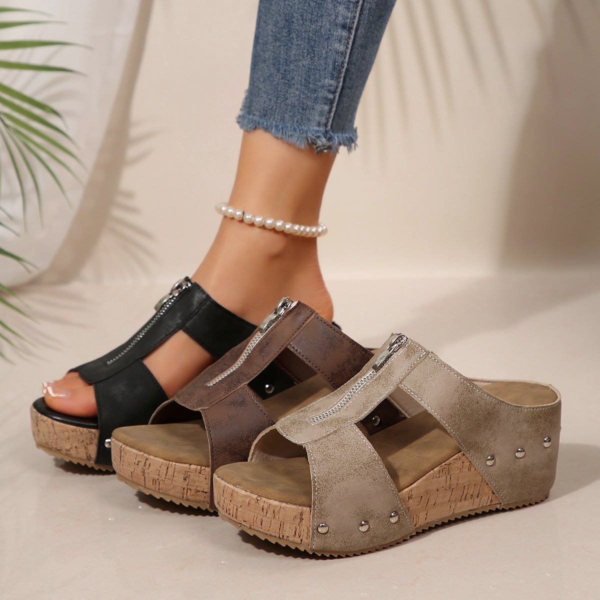 🔥2026 NUEVO 50% DE DESCUENTO HOT SALE🔥 Sandalias con soporte de arco, punta abierta y cuña de moda