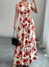 Clara - Vestido floral largo con escote en V