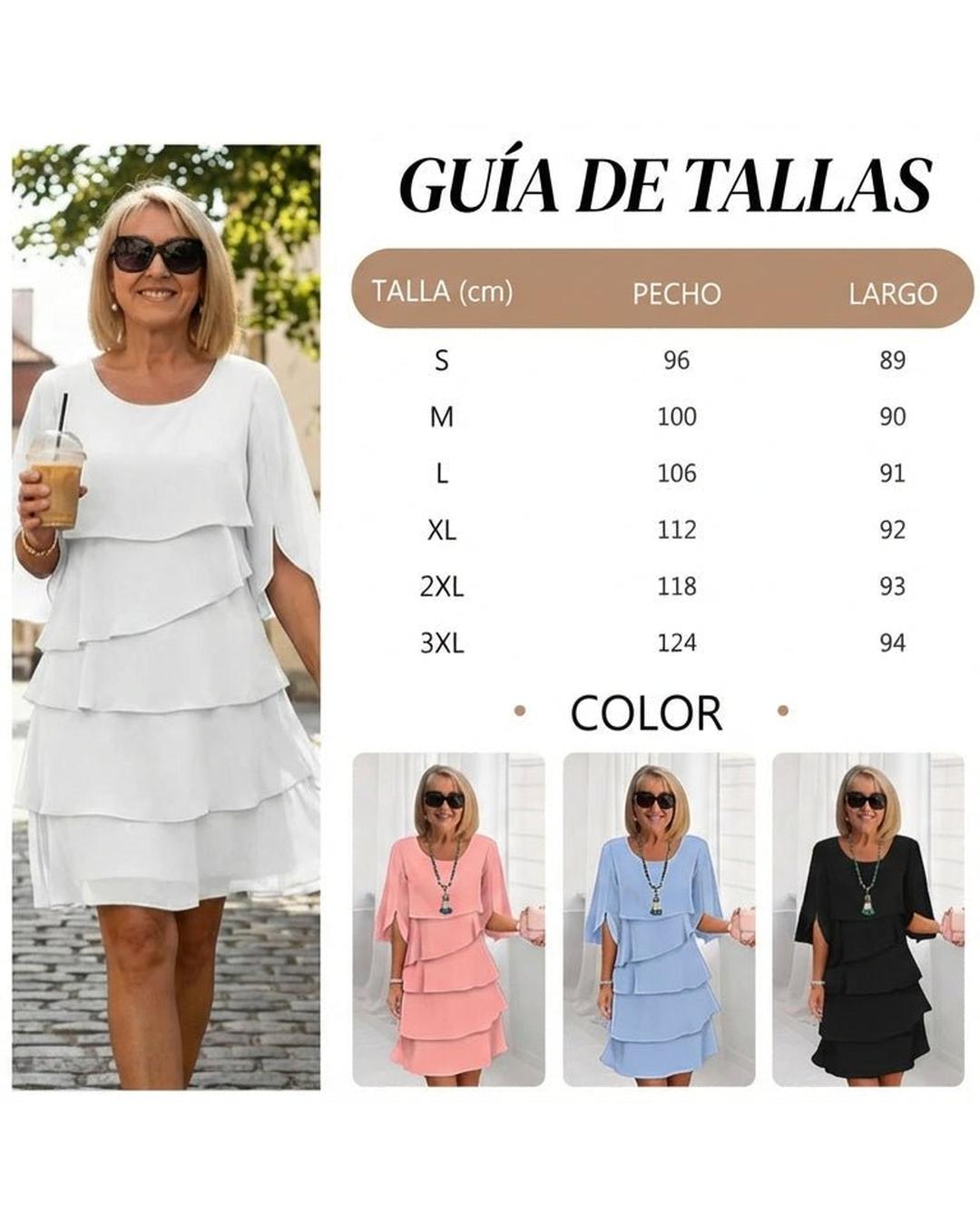 Brisa - Vestido elegante de capas y volantes - Camila Fashions
