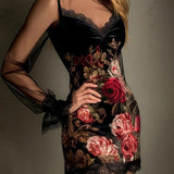 Lucía | Floral Mini Dress with Sheer Sleeves