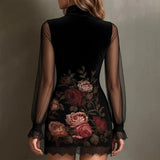 Lucía | Floral Mini Dress with Sheer Sleeves