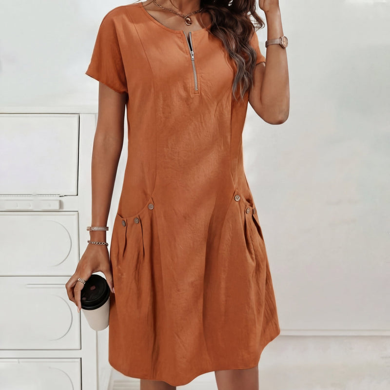 Mireia - Vestido con cremallera y bolsillos con botones