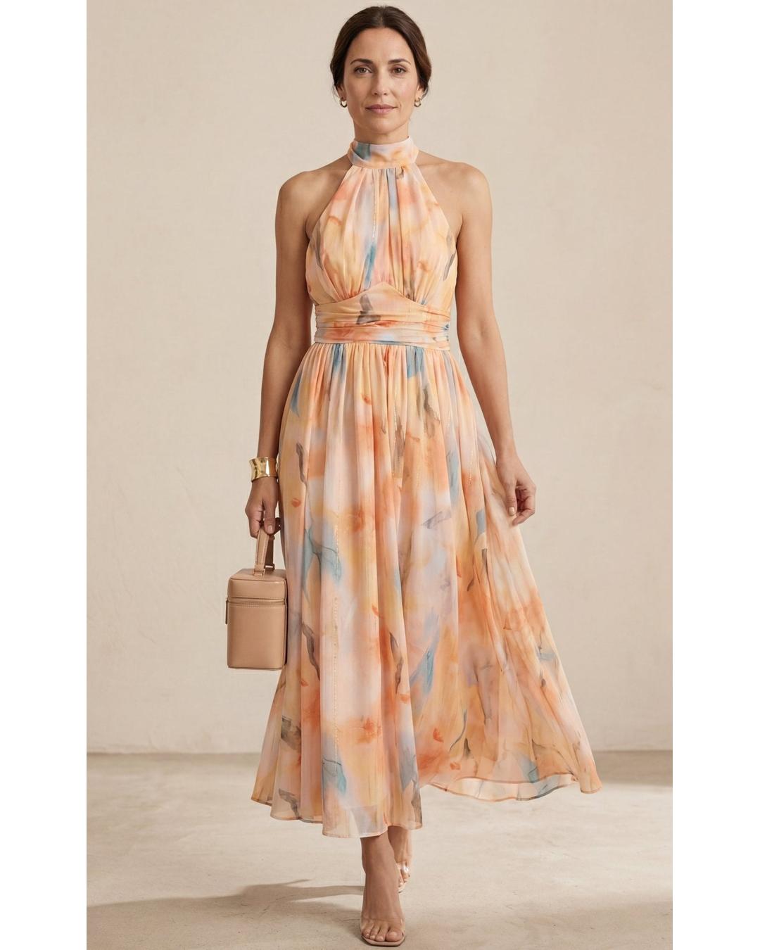 ESTHER | Vestido Halter de Estilo Acuarela - Camila Fashions