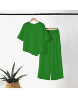 Elena - Elegant Asymmetric Top and Wide-Leg Trousers Set - Camila Fashions