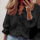 Carla - Blusa de corte holgado con volantes y mangas farol