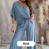 Mónica - Conjunto casual holgado de color liso