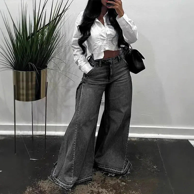 Sara - Vaqueros oversize de cintura alta y pierna ancha