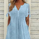 Valeria - Vestido midi calado con escote en V