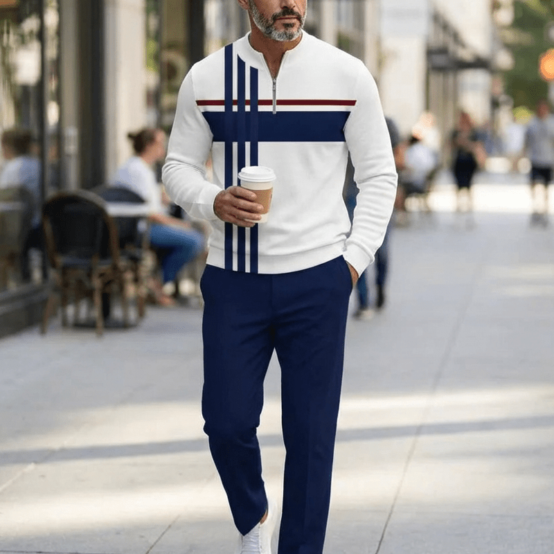 Lucas - Conjunto masculino casual de jersey estampado y pantalón de Valerina Milano
